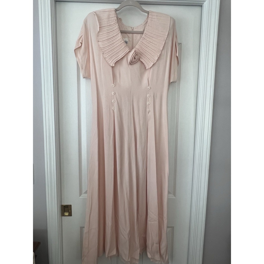Vintage Nina Piccalino Women's Dress 14 Pink Cottagecore Ruffle‎ Prairie Medium